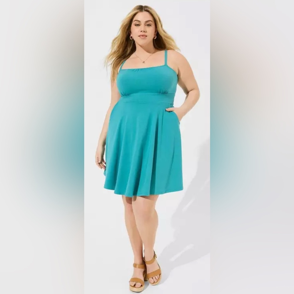 Torrid Mini Foxy Skater Tank Dress - Turquoise